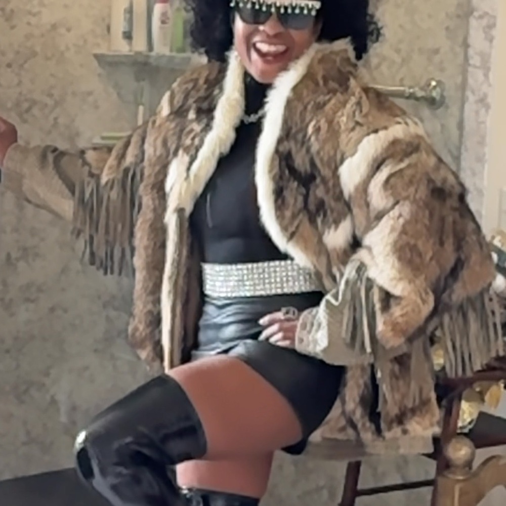 Rare iconic Designer Carlo Palazzi coyote fur and Leather Fringe Jacket coat M